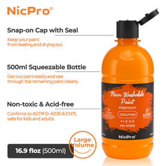 Nicpro neon pink fluorescent paint bottle for vibrant glow art projects