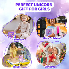 Nicpro Unicorn marker set accessories: stamps, envelopes, and papers for crafty play.