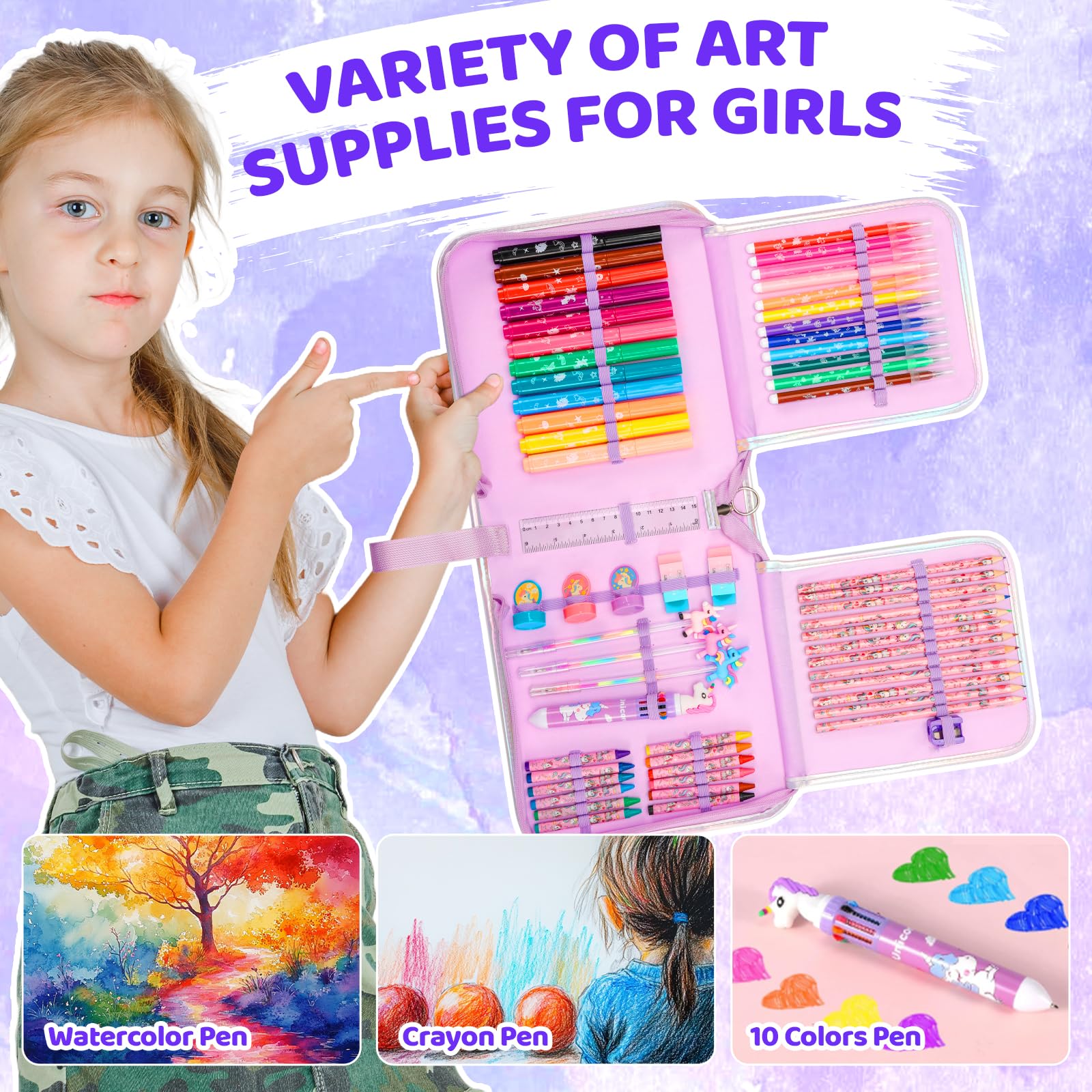 Nicpro Unicorn marker set pencils/crayons: vibrant colors for shading and blending.