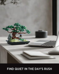 Nifeliz CHAN Bonsai Tree Building Set on desk display with serene decor