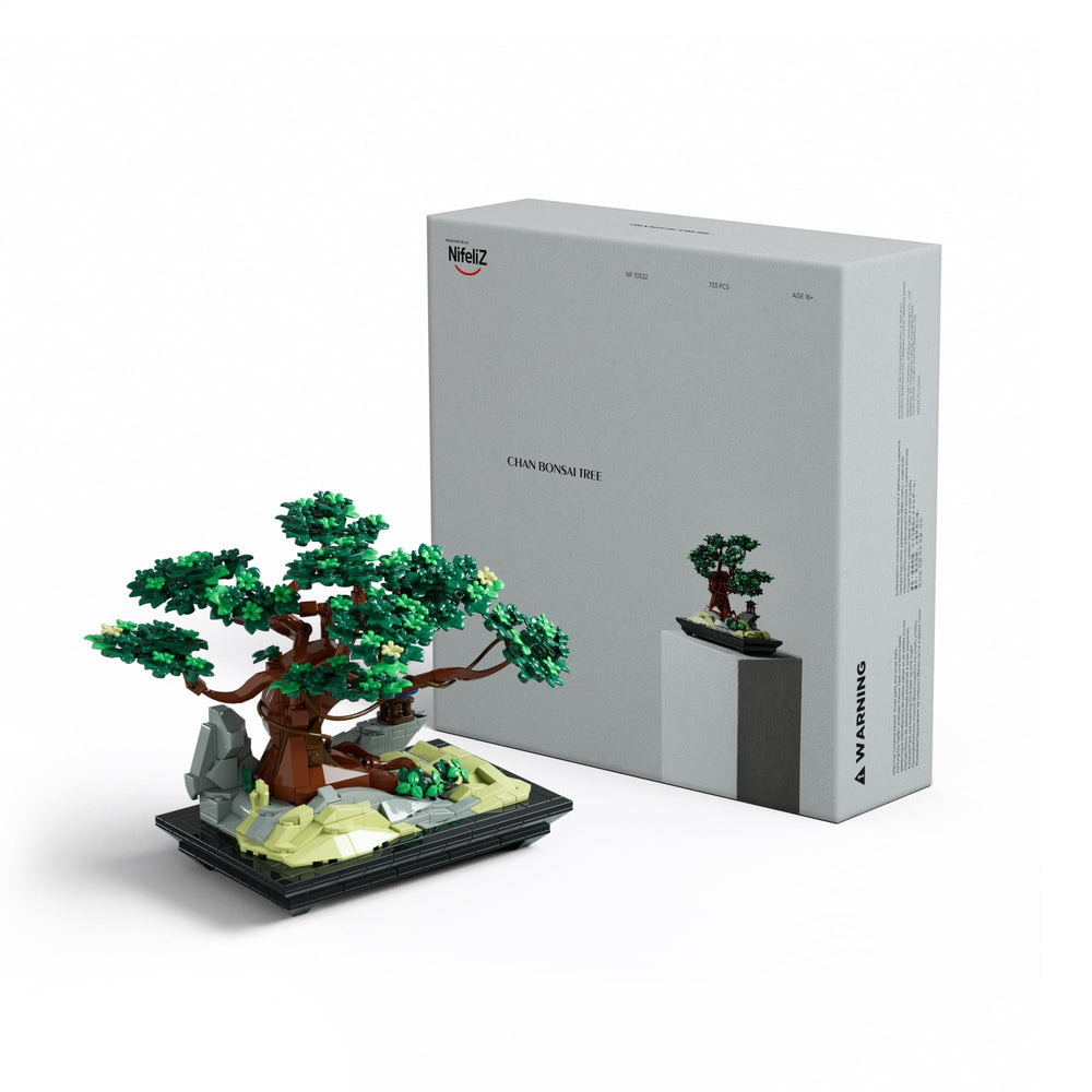 Nifeliz CHAN Bonsai Tree Building Set pieces ready for mindful crafting at your desk