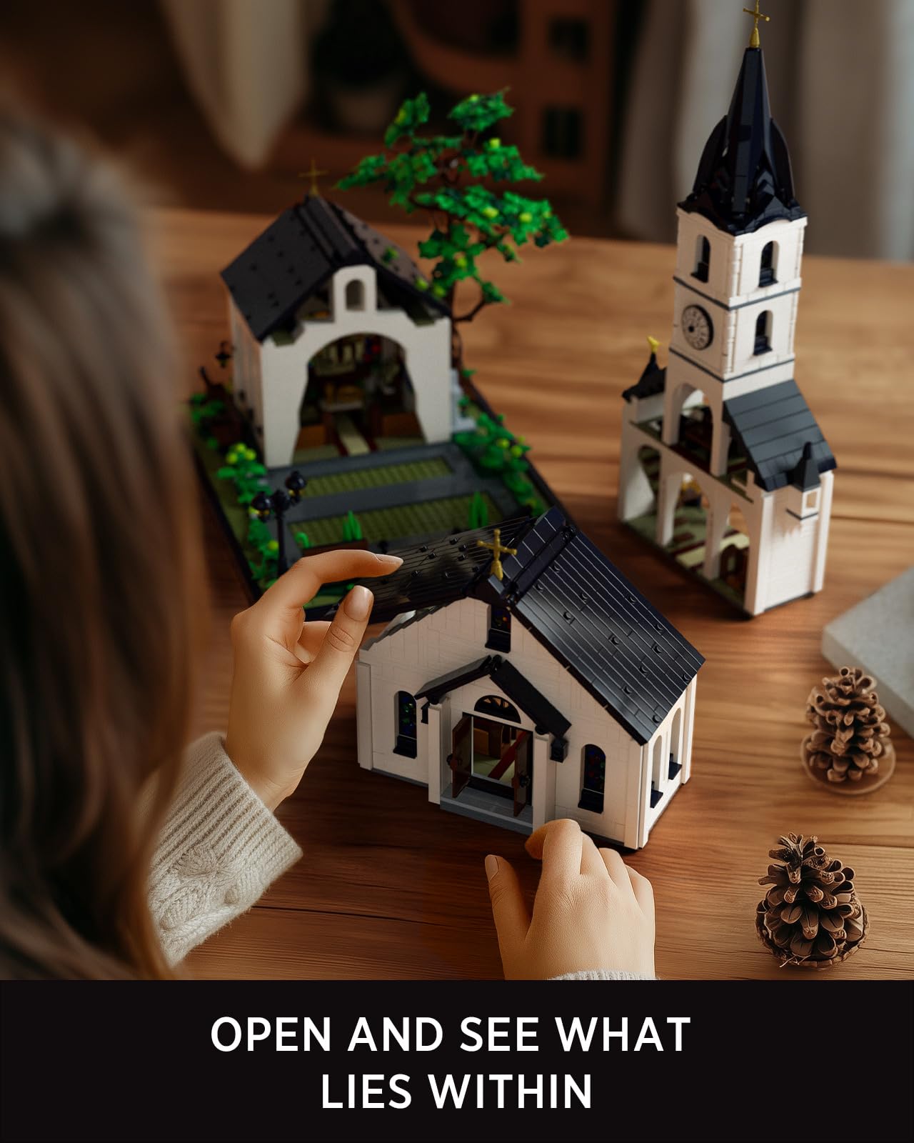 Nifeliz Church Building Set pulpit centers attention with crafted accents for home decor.