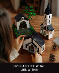 Nifeliz Church Building Set pulpit centers attention with crafted accents for home decor.