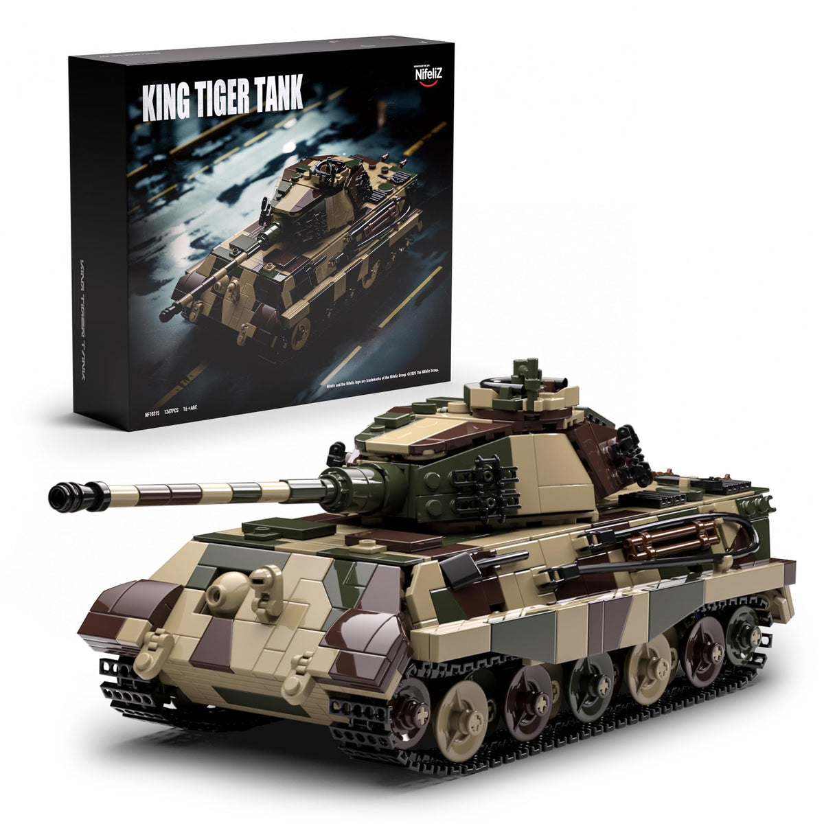 Nifeliz King Tiger tank model front view with realistic armor for desktop display.