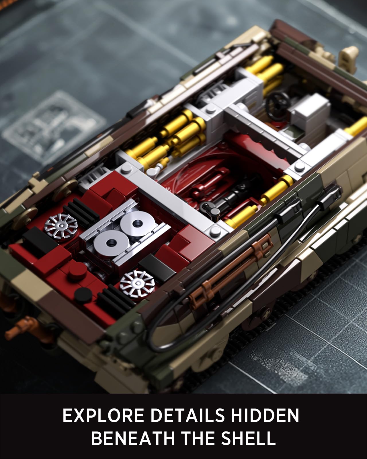 Nifeliz King Tiger tank model top view showing detailed surface texture for close inspection.