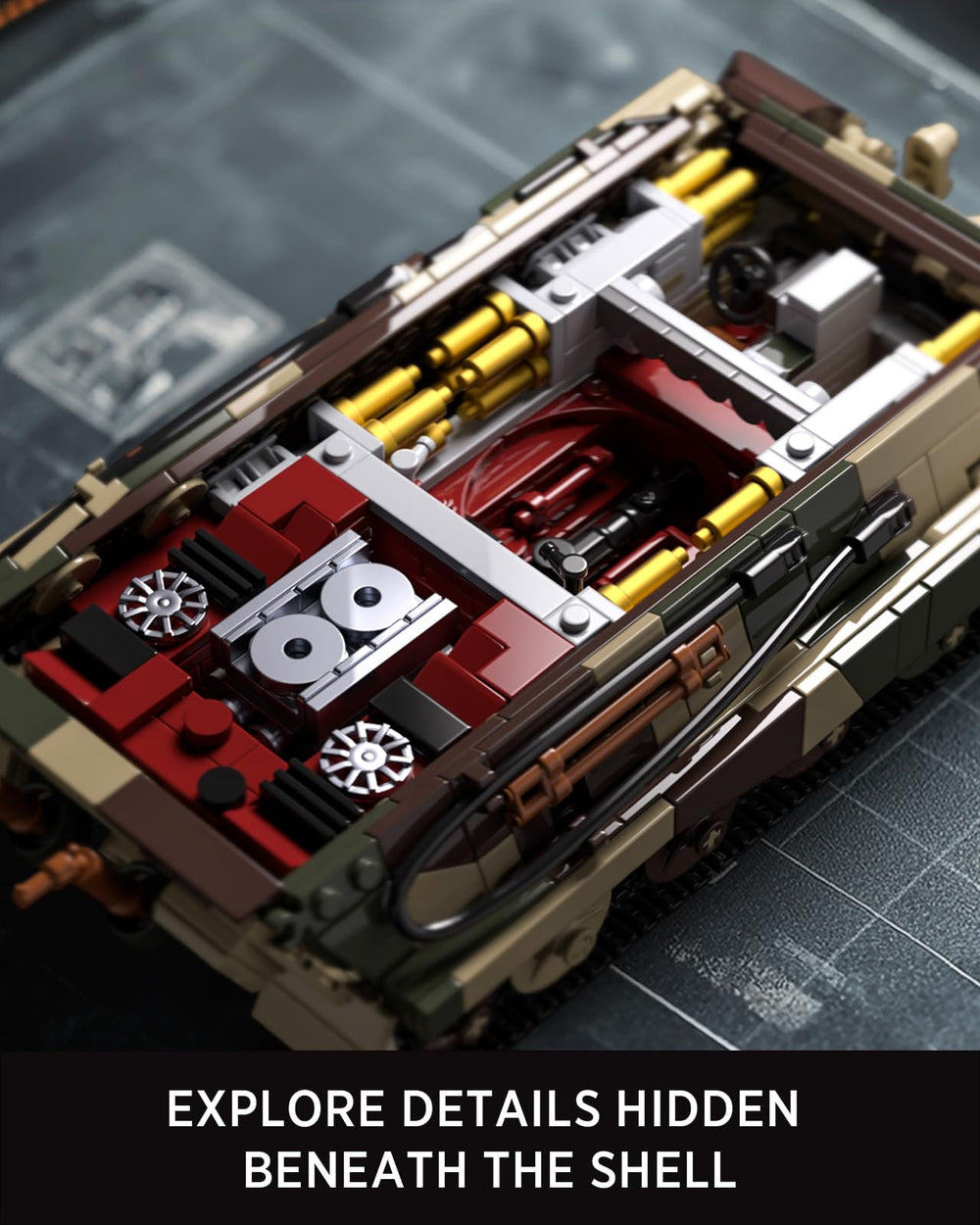 Nifeliz King Tiger tank model top view showing detailed surface texture for close inspection.