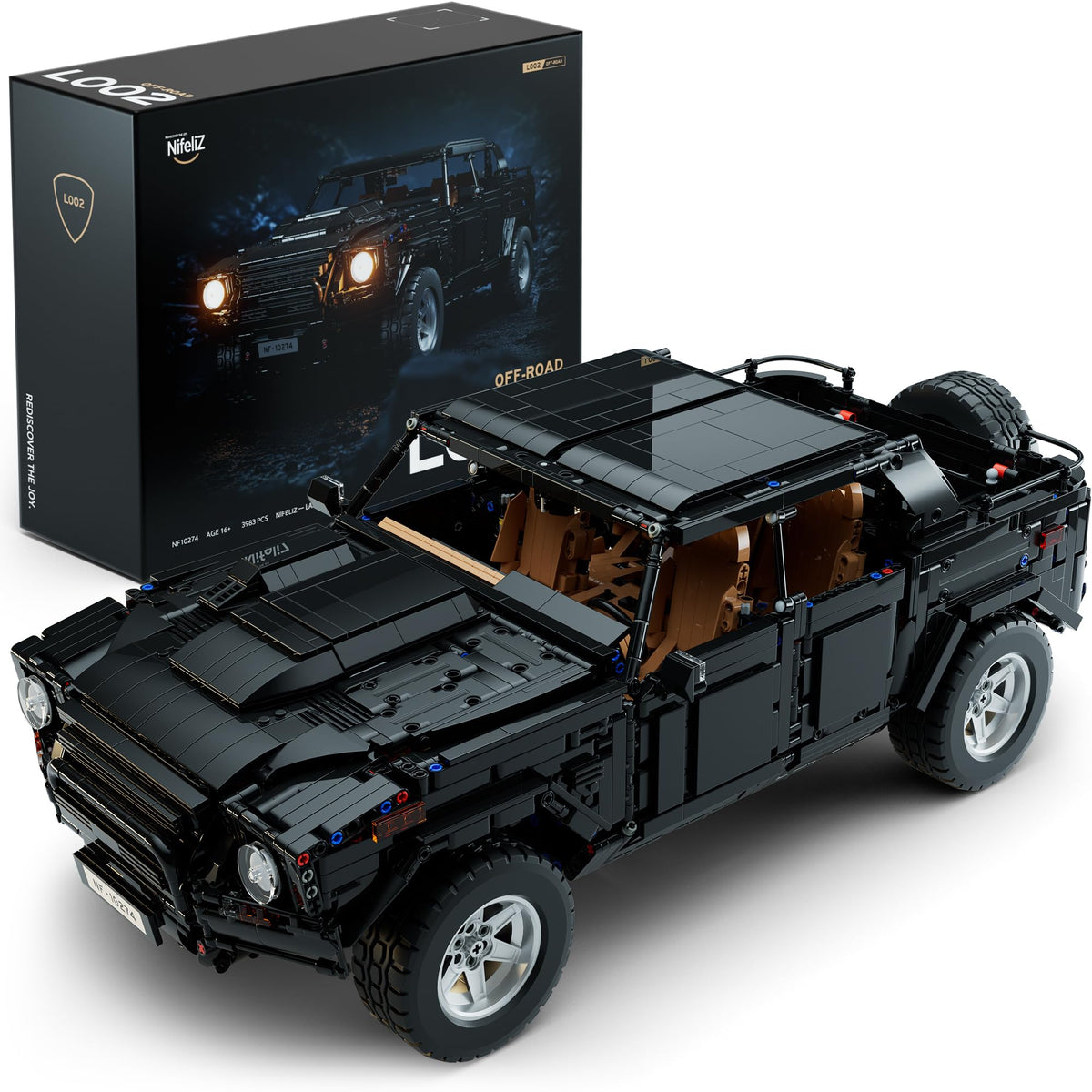 Nifeliz L002 off-road model chassis close-up for authentic build experience and display.