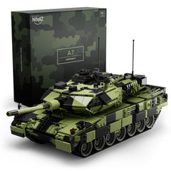 Nifeliz Leopard II A7 tank front view highlights camouflage exterior for display