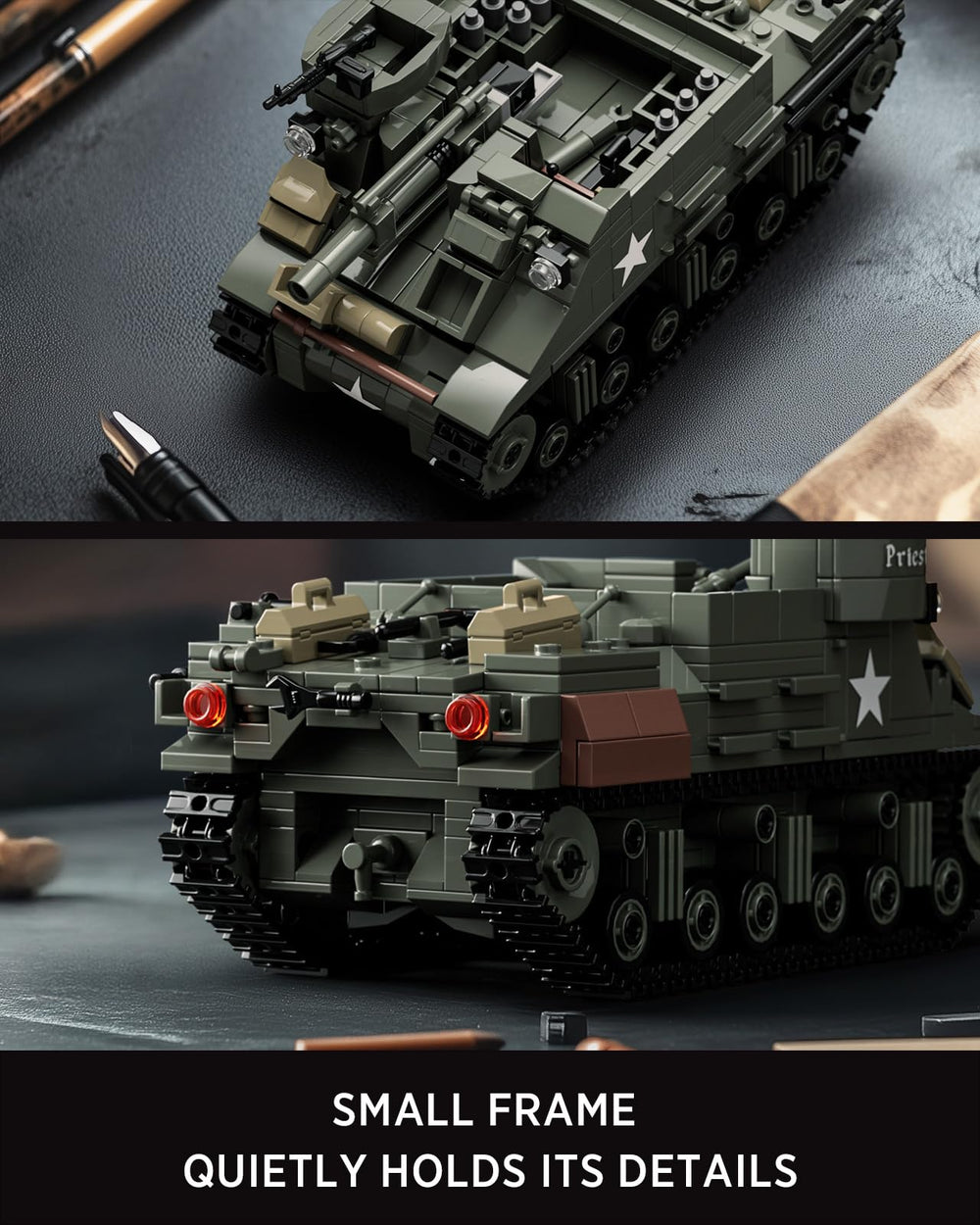 Nifeliz M7 Priest tank model showing driver seat and controls for realism in display