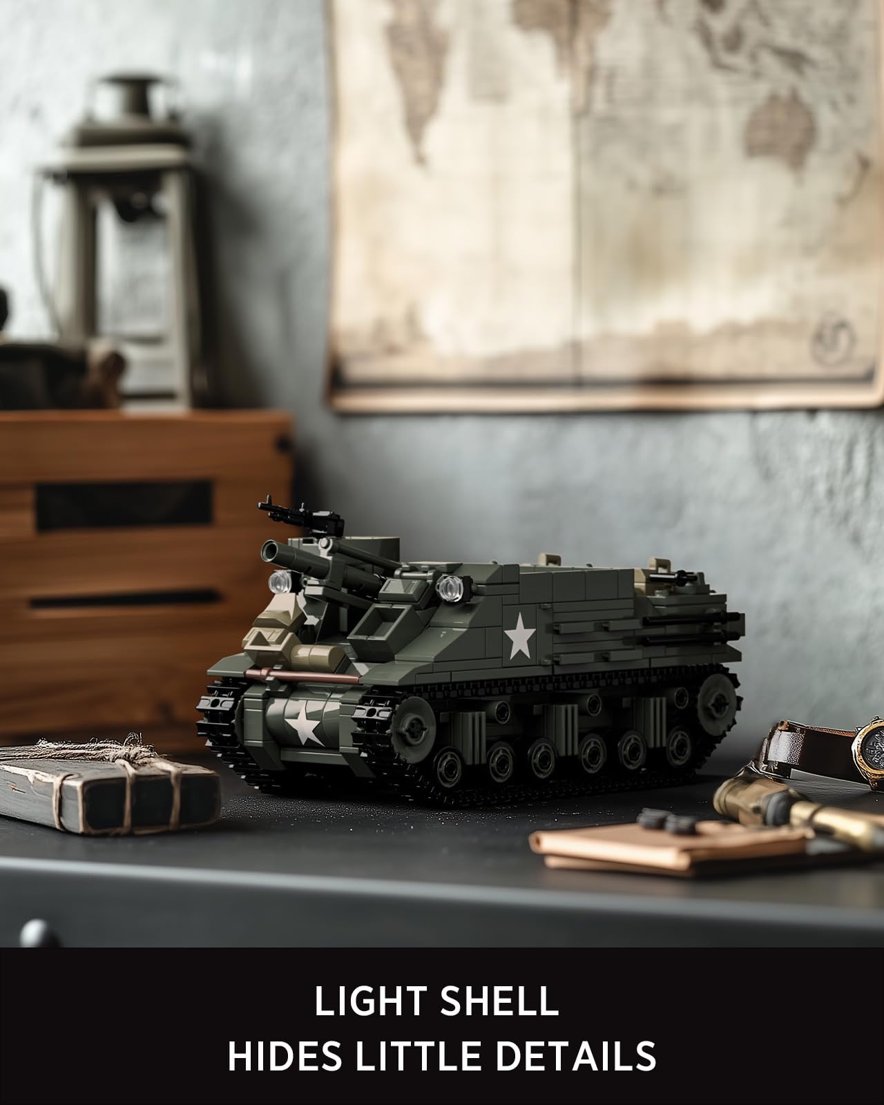 Nifeliz M7 Priest tank model with front-mounted barrel highlighting authentic WW2 design for collectors