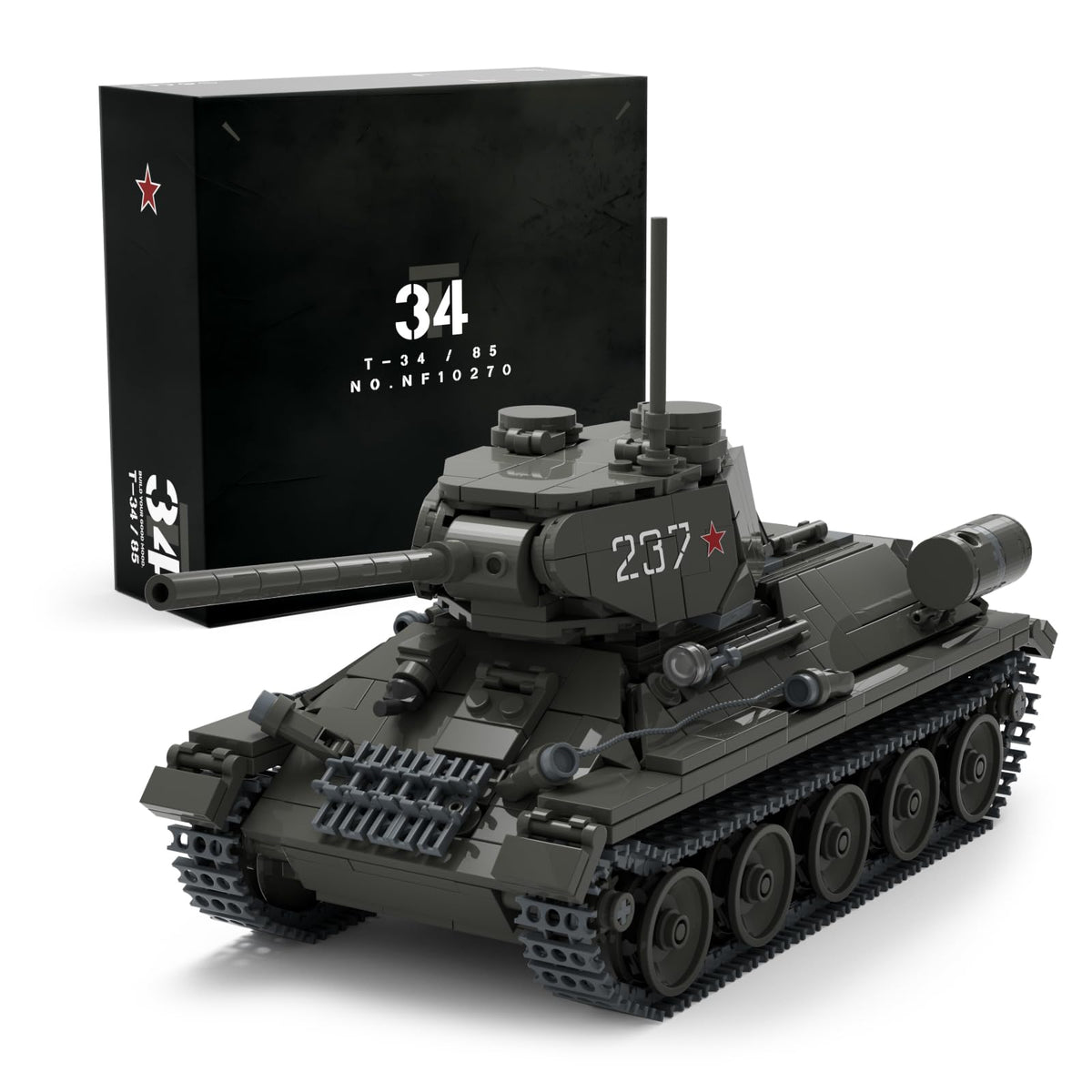 Nifeliz T34/85 Tank front view highlights detailed exterior for display.