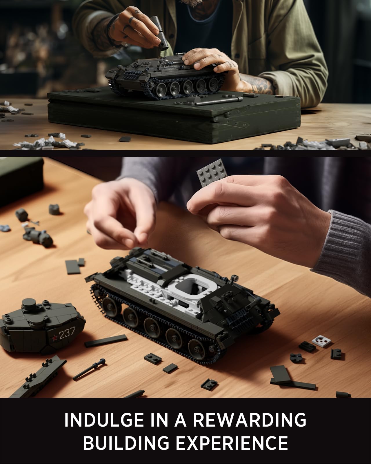 Nifeliz T34/85 Tank side profile captures realistic markings for dioramas.