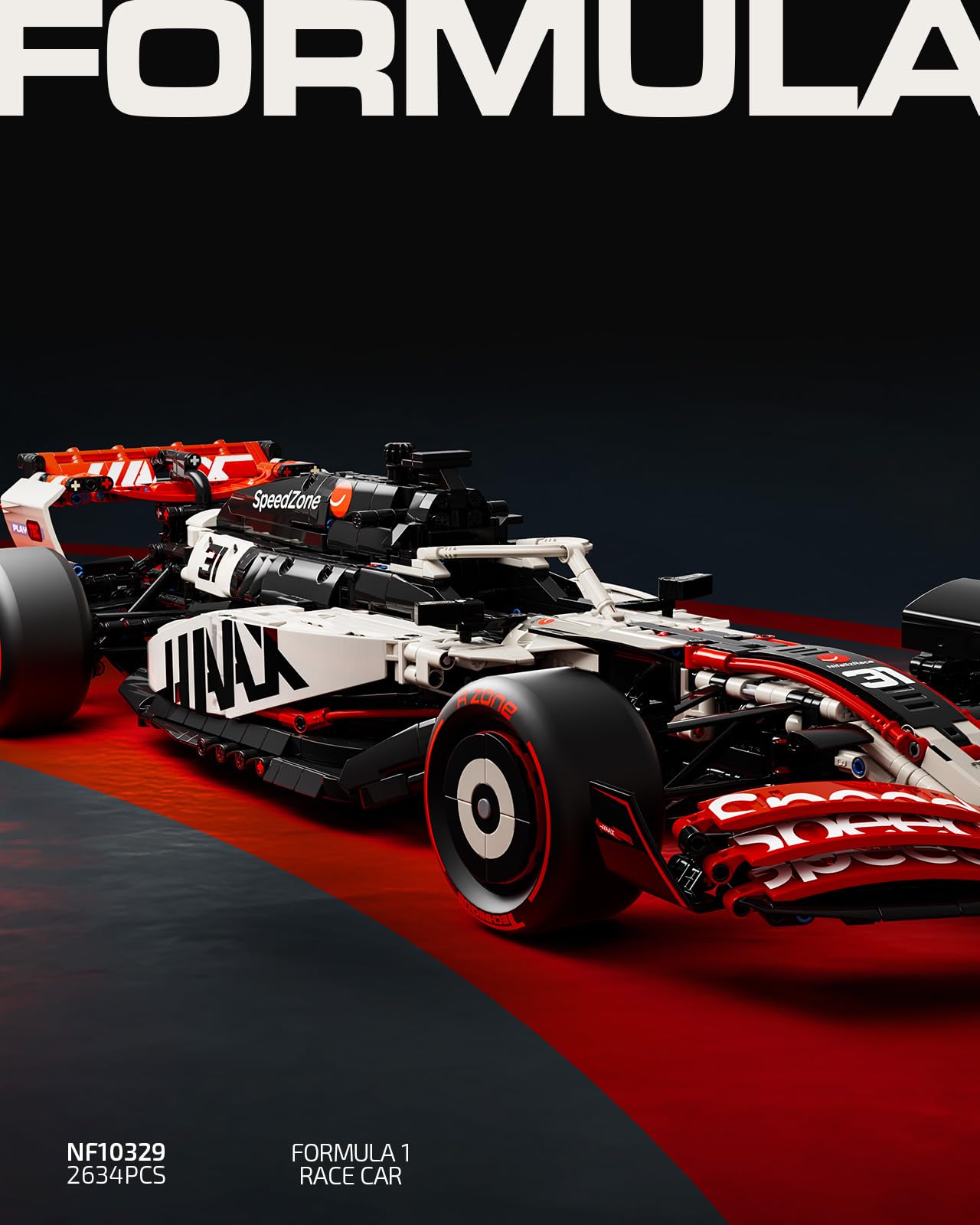 Nifeliz V25 F1 model set cockpit with steering wheel and turning wheels for hands-on realism