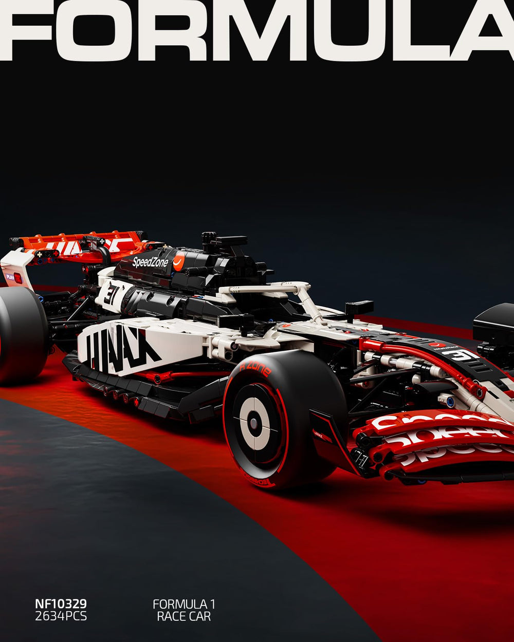 Nifeliz V25 F1 model set cockpit with steering wheel and turning wheels for hands-on realism