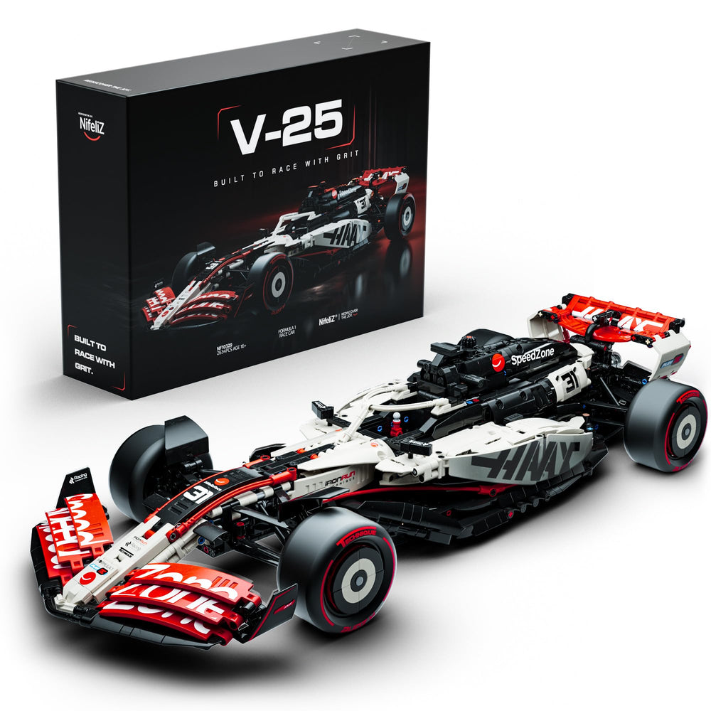 Nifeliz V25 F1 model set front view for desk display and racing fans