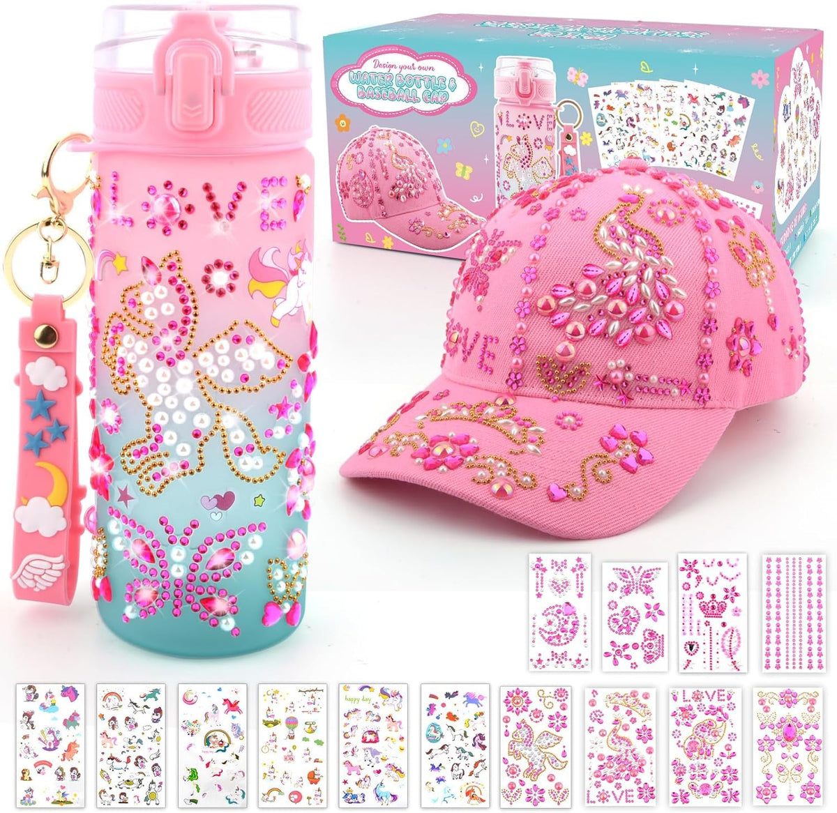 Nigifter decorate-your-own-water-bottle-600ml with gems for personalized hydration