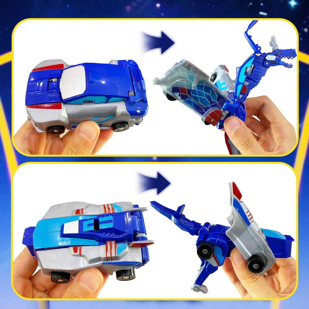 NIGVO educational toy scene of dinosaur-car transformation sparks creativity.