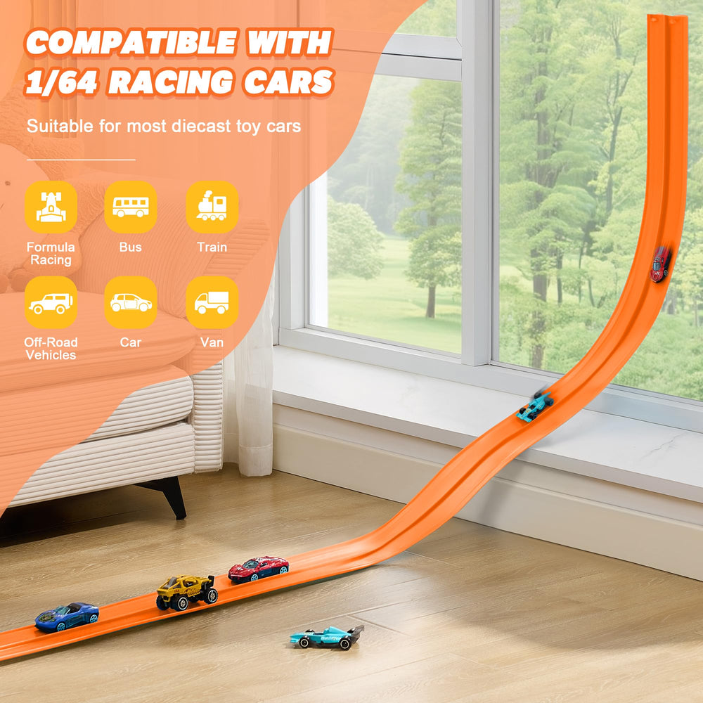 Nigwet bendable track design forms loops and curves for creative play.