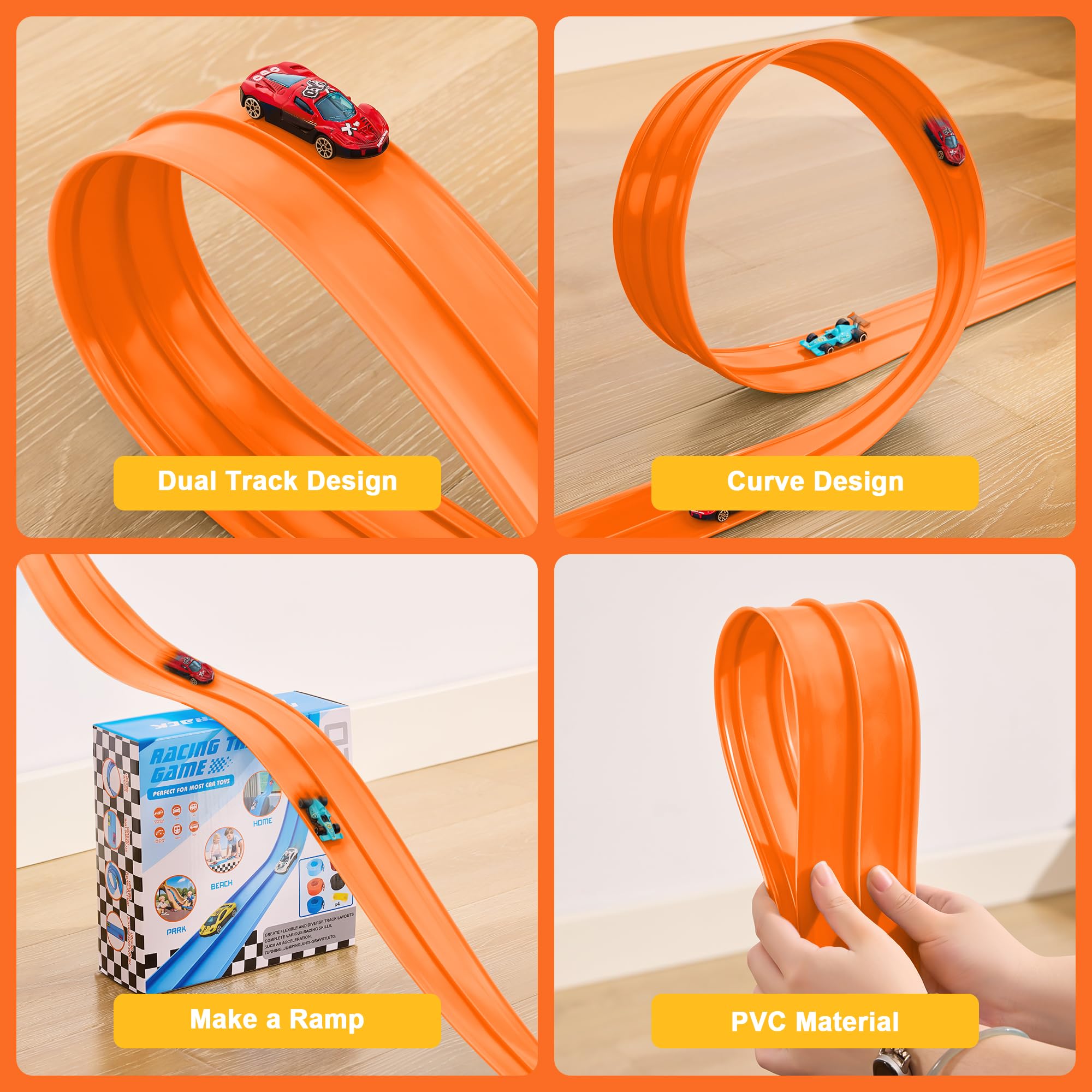 Nigwet compatible with Hot Wheels tracks to widen layouts.