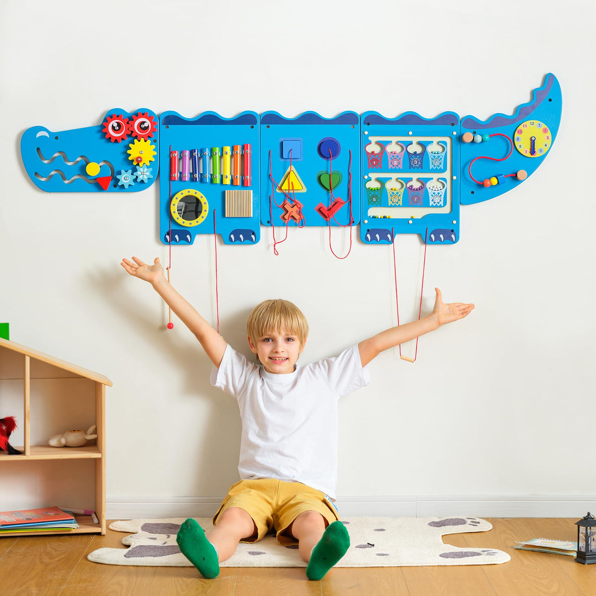 Nigwet Crocodile sensory wall gear panel supports fine motor exploration during play