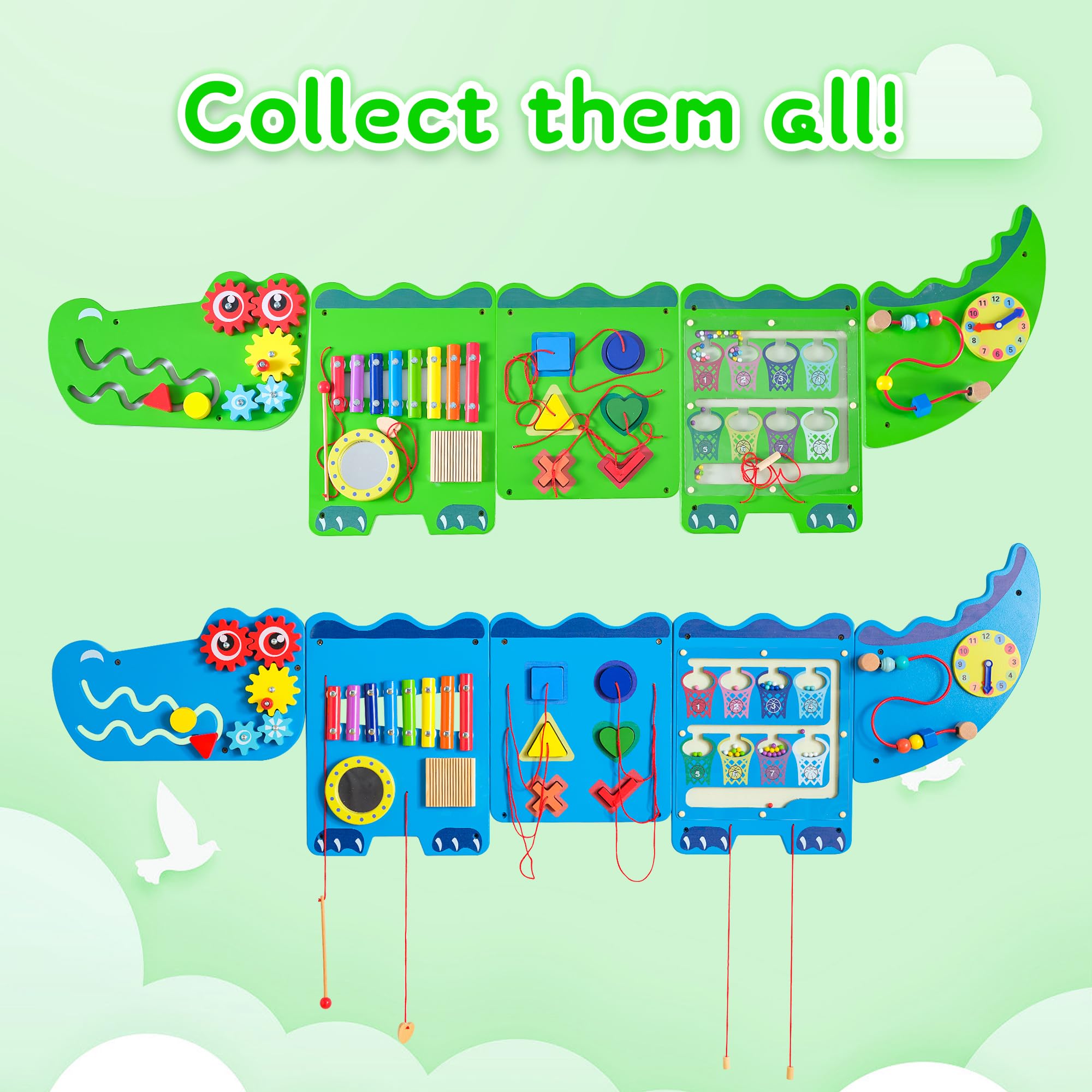 Nigwet crocodile sensory wall panel spiral beads provide tactile sequencing practice