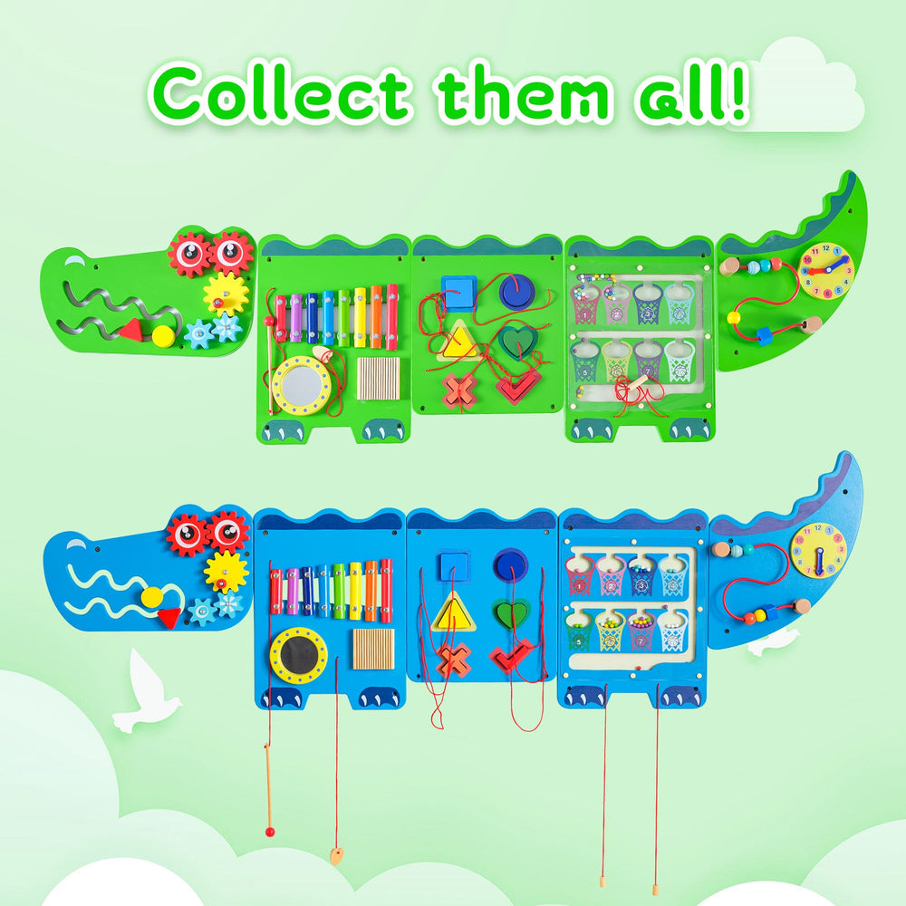 Nigwet crocodile sensory wall panel spiral beads provide tactile sequencing practice