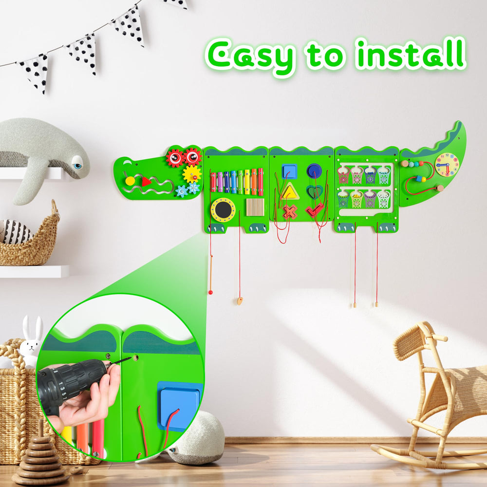 Nigwet crocodile sensory wall panel clock learning introduces time concepts playfully