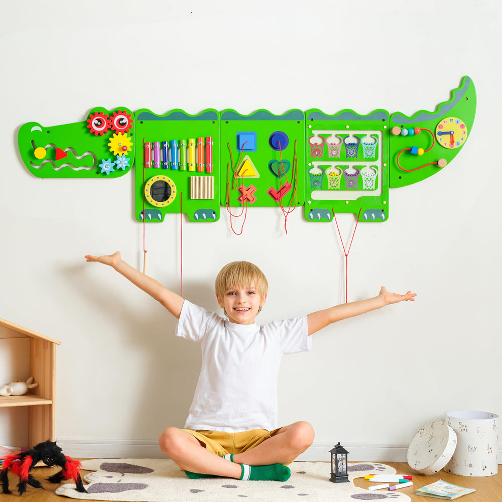 Nigwet crocodile sensory wall panel gears engage fine motor skills during play