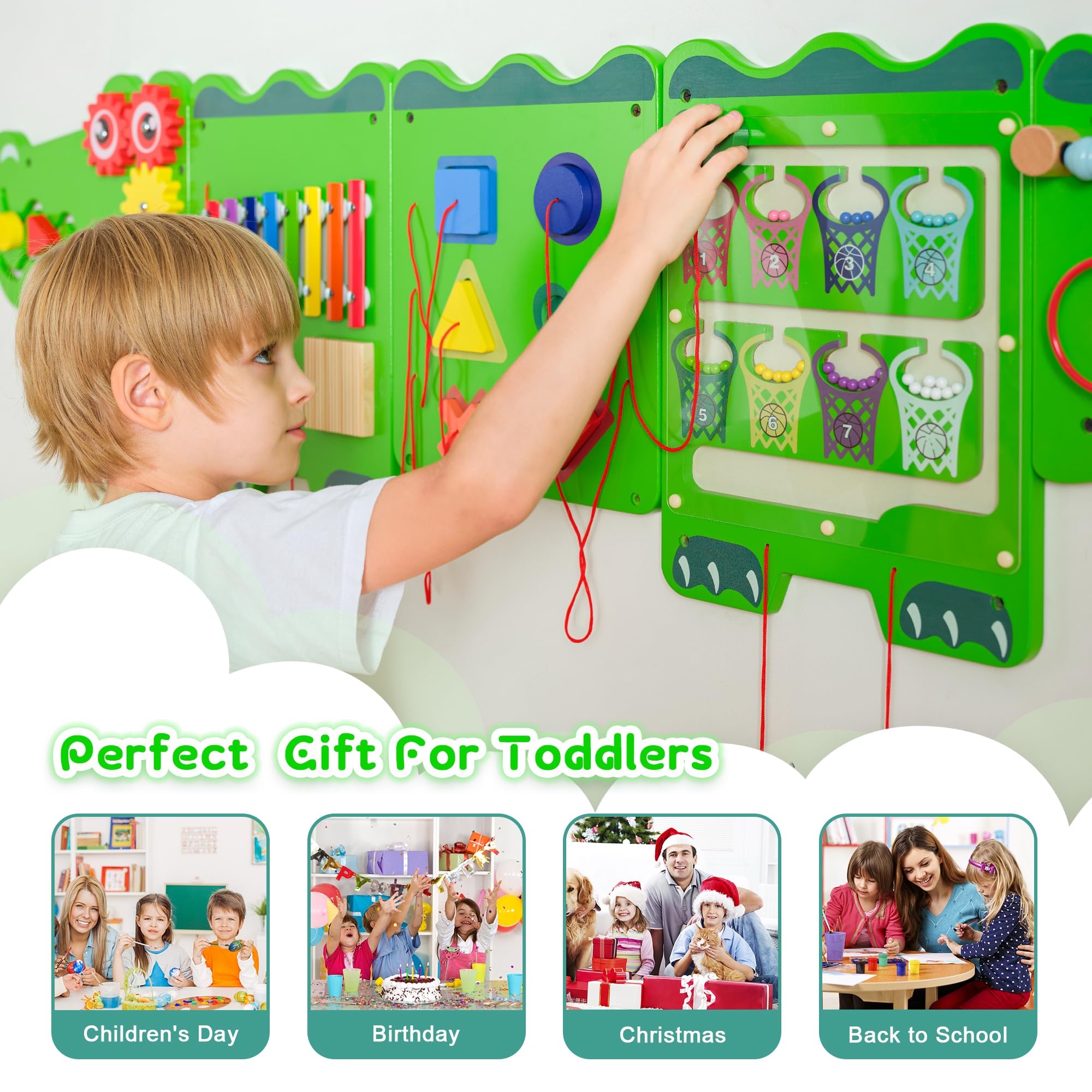 Nigwet crocodile sensory wall panel percussion and xylophone spark musical exploration