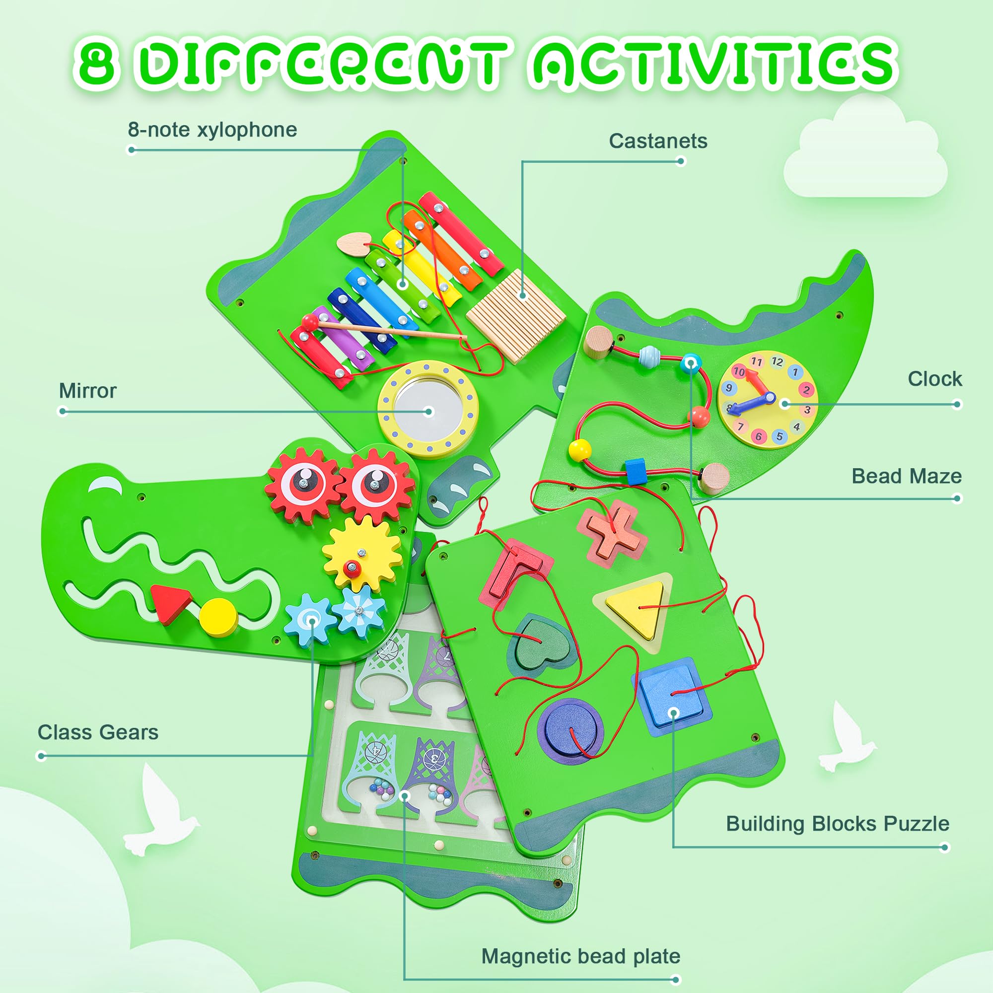 Nigwet crocodile sensory wall panel sliding tracks boost hand-eye coordination