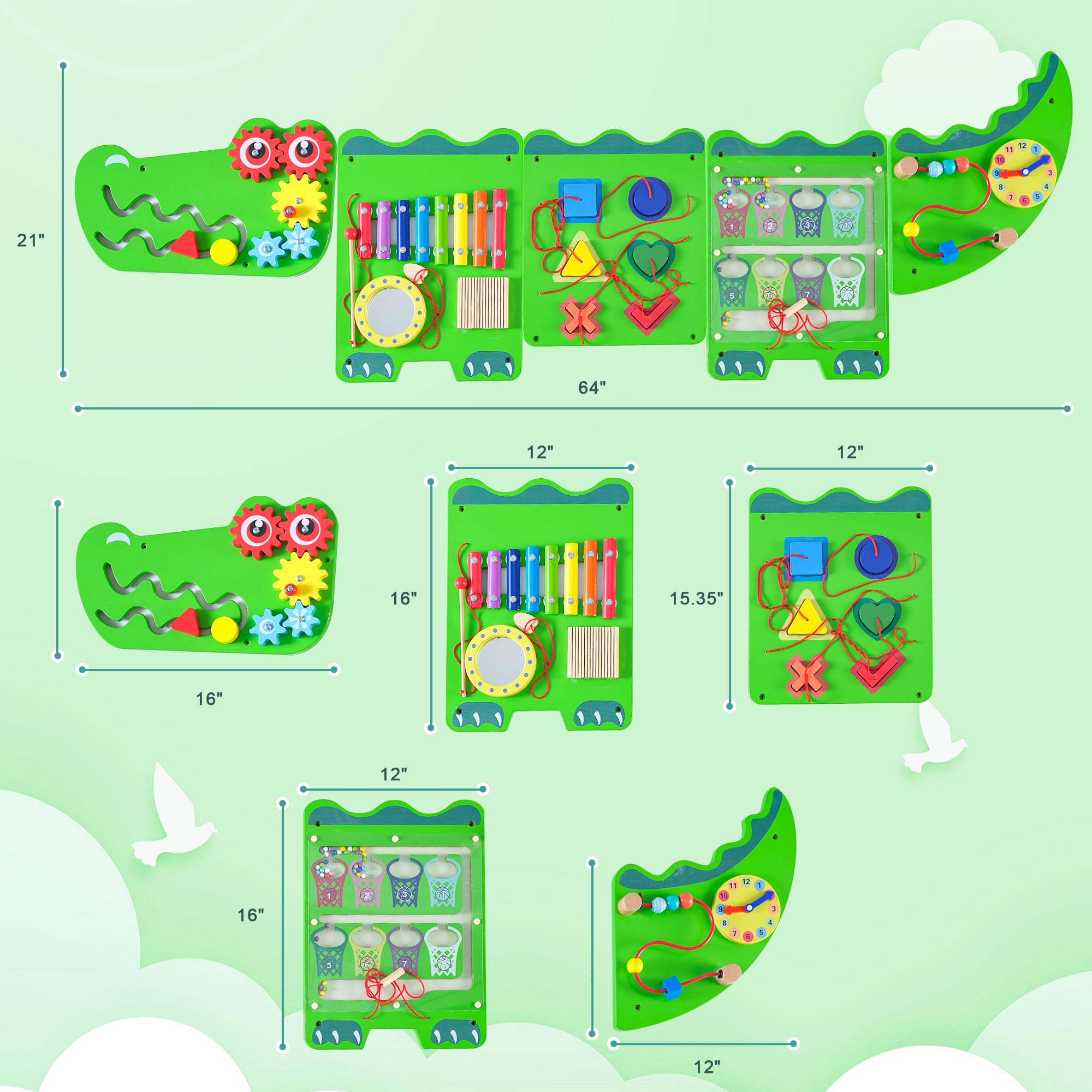 Nigwet crocodile sensory wall panel mirror encourages self-awareness and curiosity