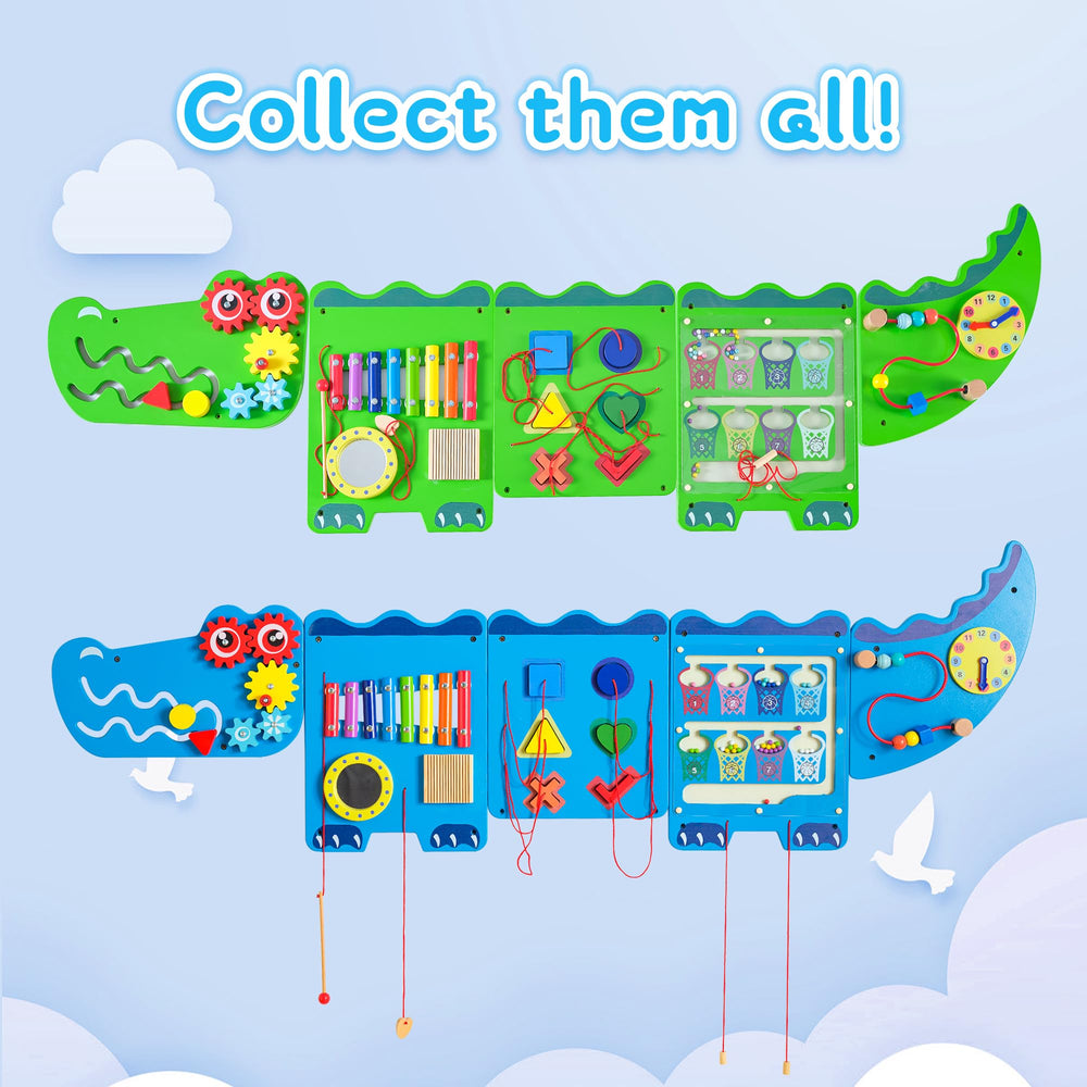 Nigwet Crocodile sensory wall with zigzag tracks enhances hand-eye coordination in kids