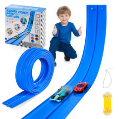 Nigwet flex track 15ft demonstrates flexible layout for compact storage and creative play setups.