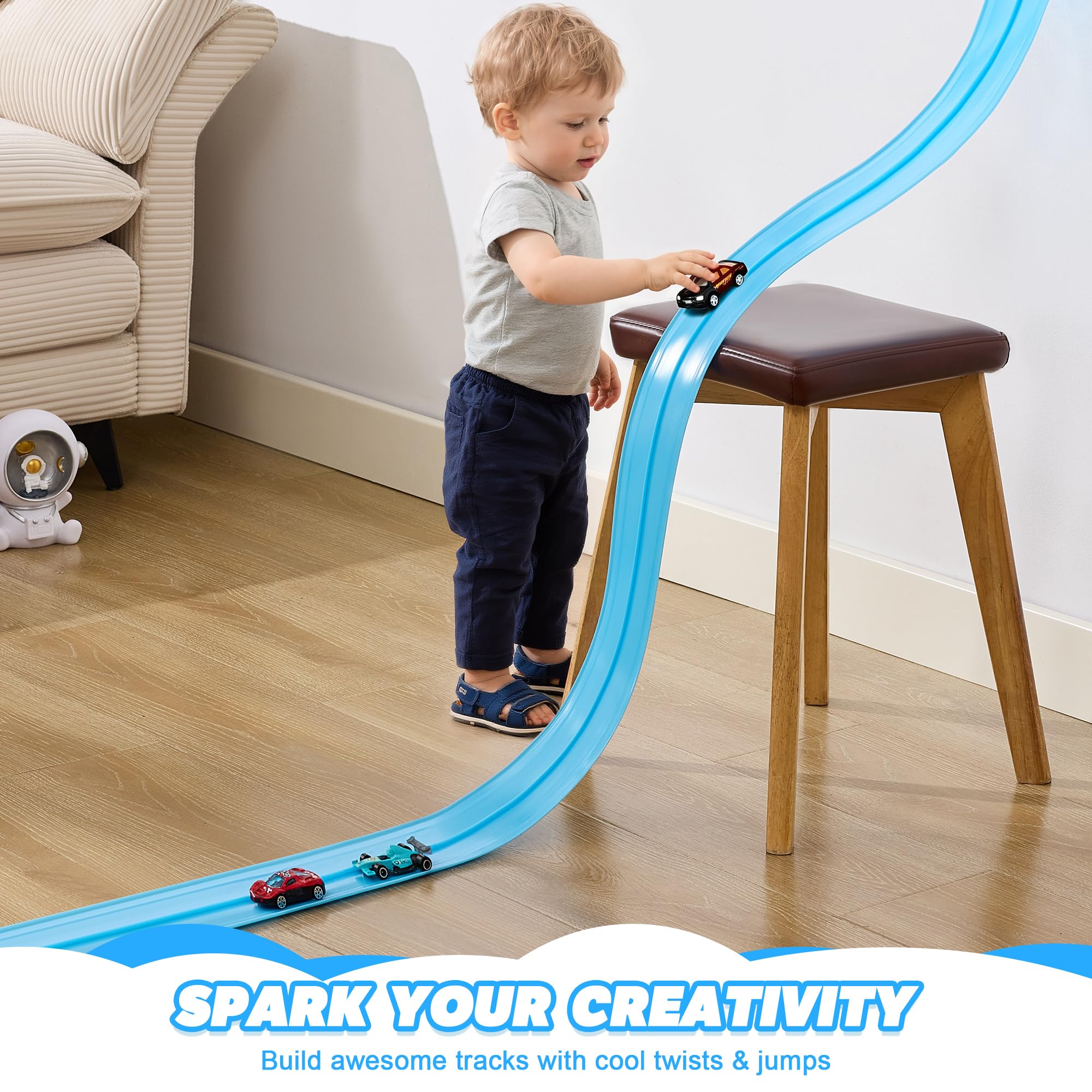 Nigwet flexible track light-blue compact storage highlights portable setup.