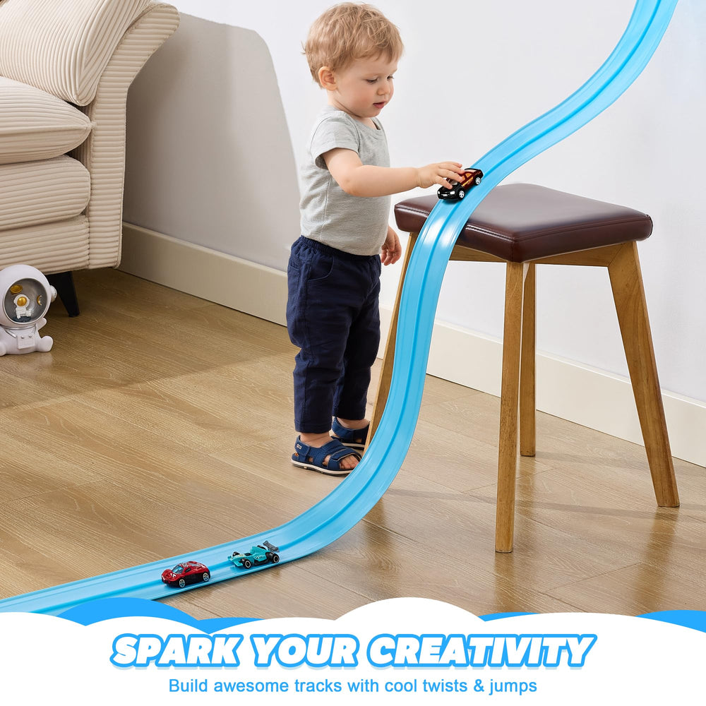 Nigwet flexible track light-blue compact storage highlights portable setup.