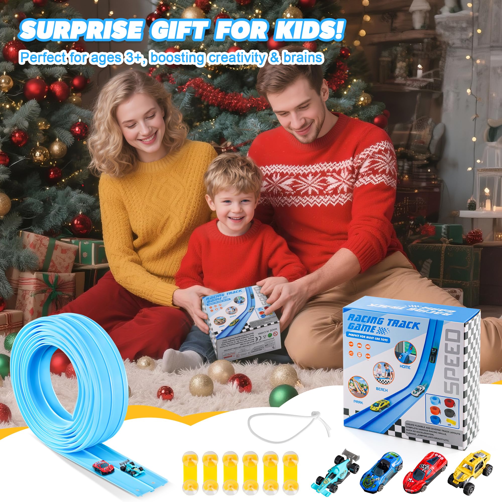 Nigwet flexible track monster-truck play creates exciting pretend races.