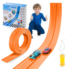 Nigwet flexible race track in orange laid out for long, engaging kid races.