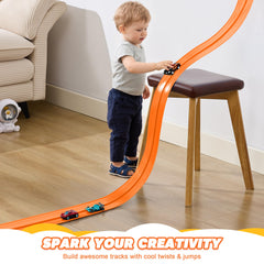 Nigwet indoor-outdoor play track on smooth surfaces for versatile use.