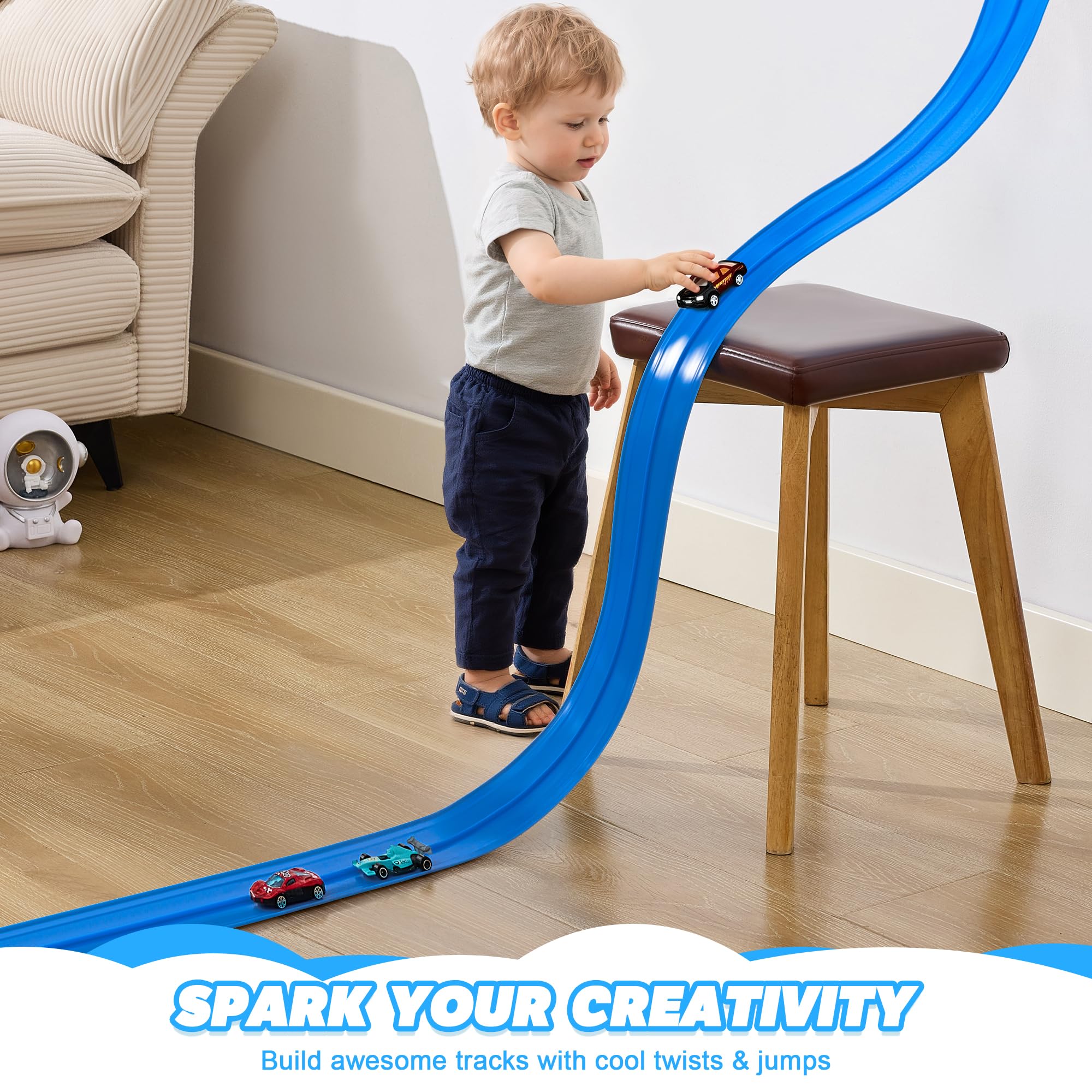 Nigwet monster truck track fit for kids with compatible 1/64 scale vehicles.