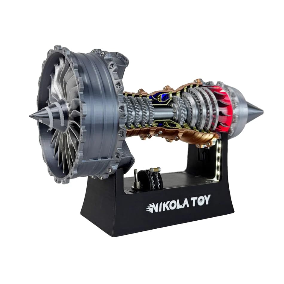 NikolaToy TR900 front view, compact desk-ready turbofan model for displays and conversation starters.