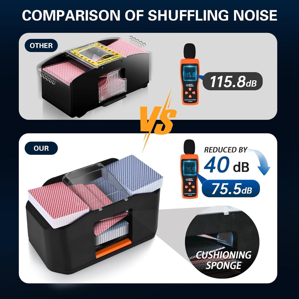 Nileole rechargeable 2-deck shuffler side angle showing compact design