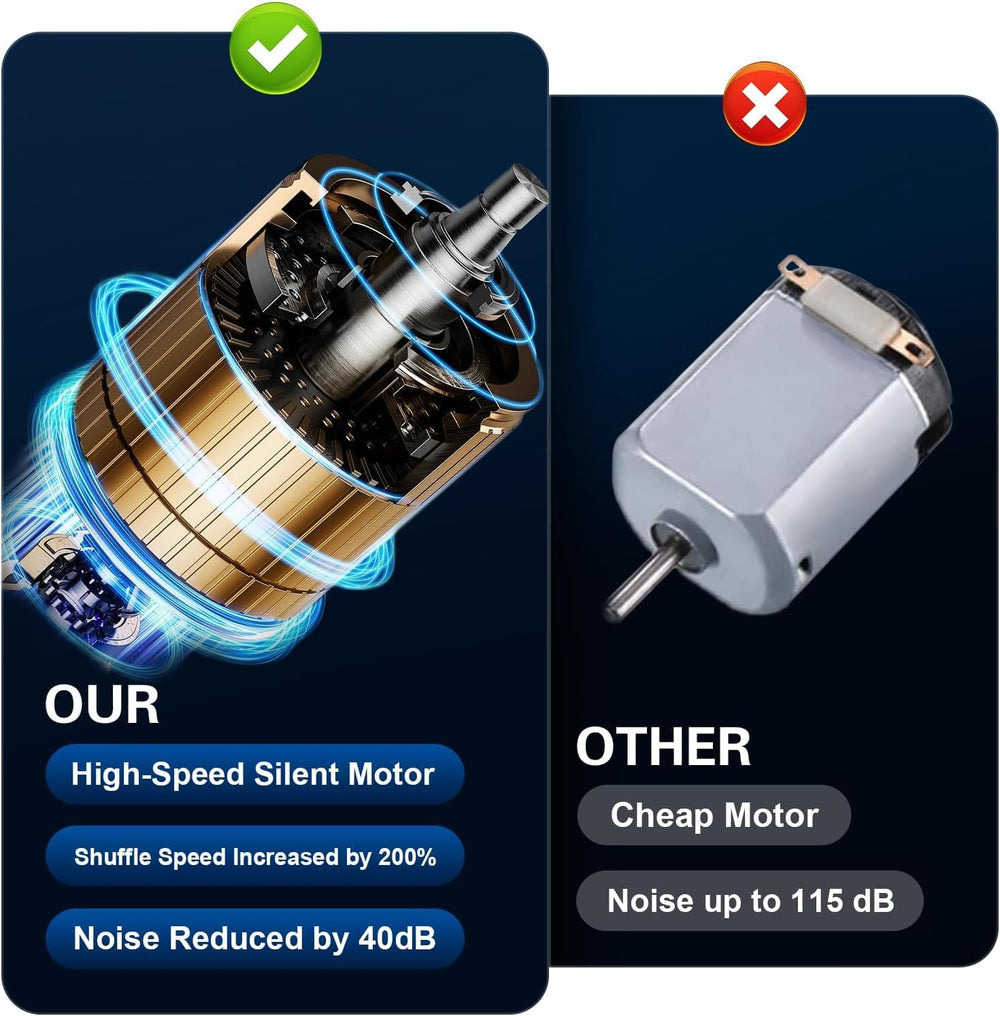 Nileole shuffler quiet motor reduces noise for distraction-free games