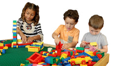 NILO green baseplates shown with major brick brands for compatibility.