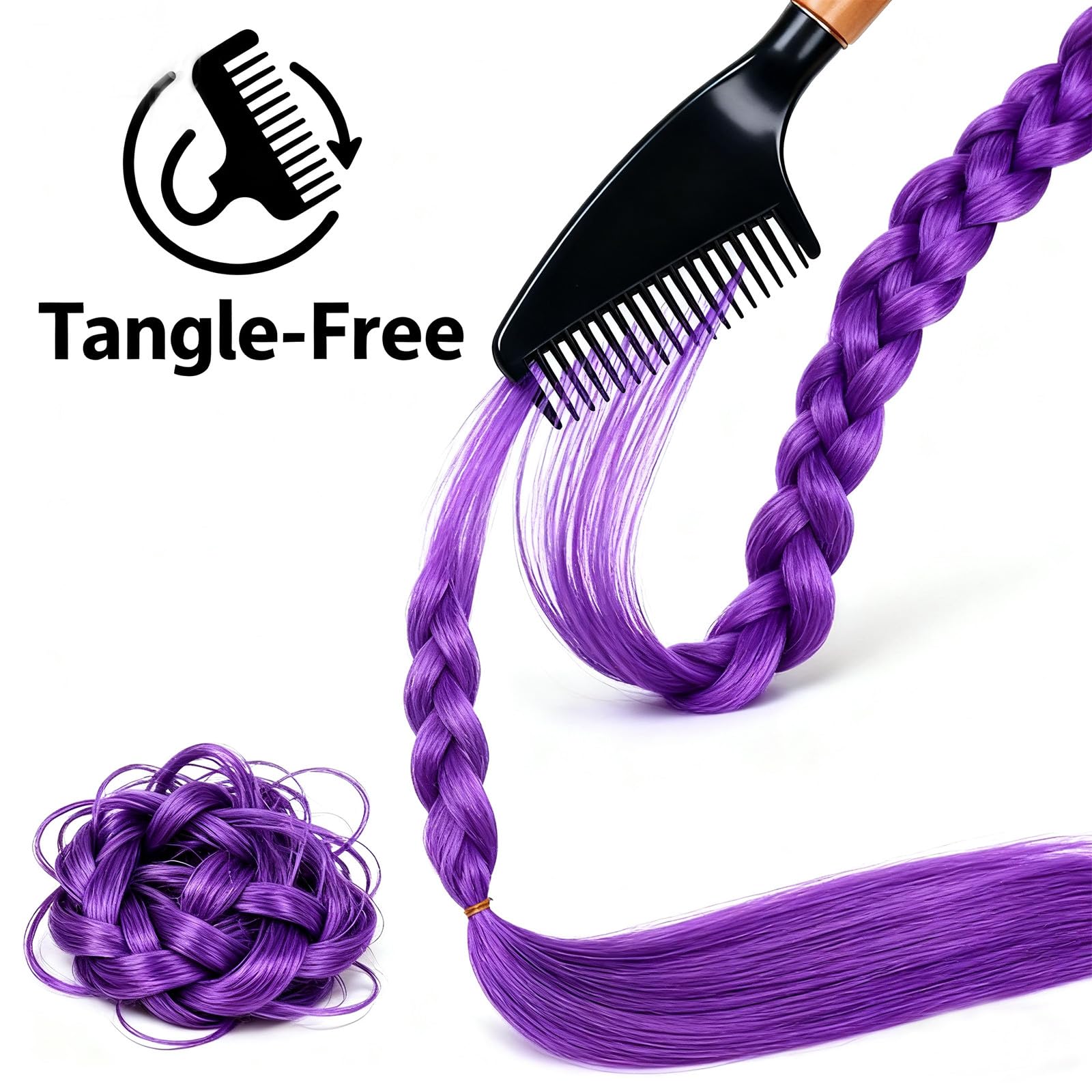 Nimbleleap purple braid wig inspired by demon hunter cosplay for kids