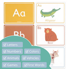 Nimmie & Moose color and animal cards—engages pattern recognition through play.