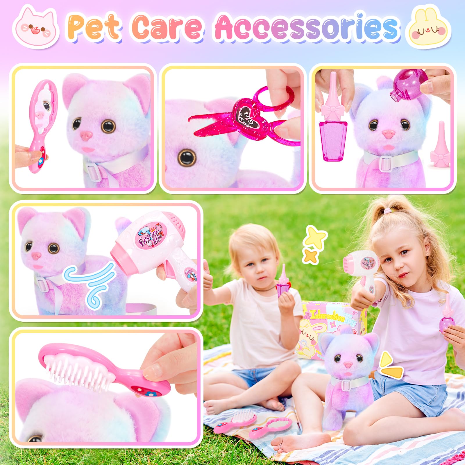 NINAOR electric cat walking meow figure offers realistic motion for interactive pretend sessions.