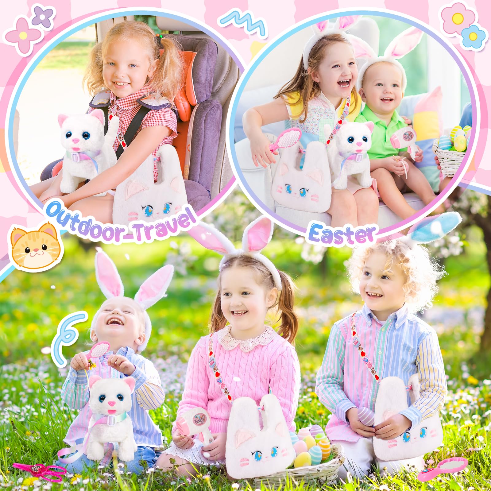 NINAOR soft plush kitty is cuddly and toddler-friendly