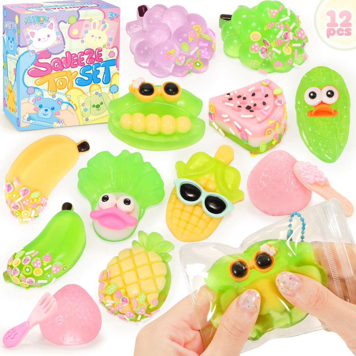 NINAOR squeeze squishy toy apple for calming fidget play