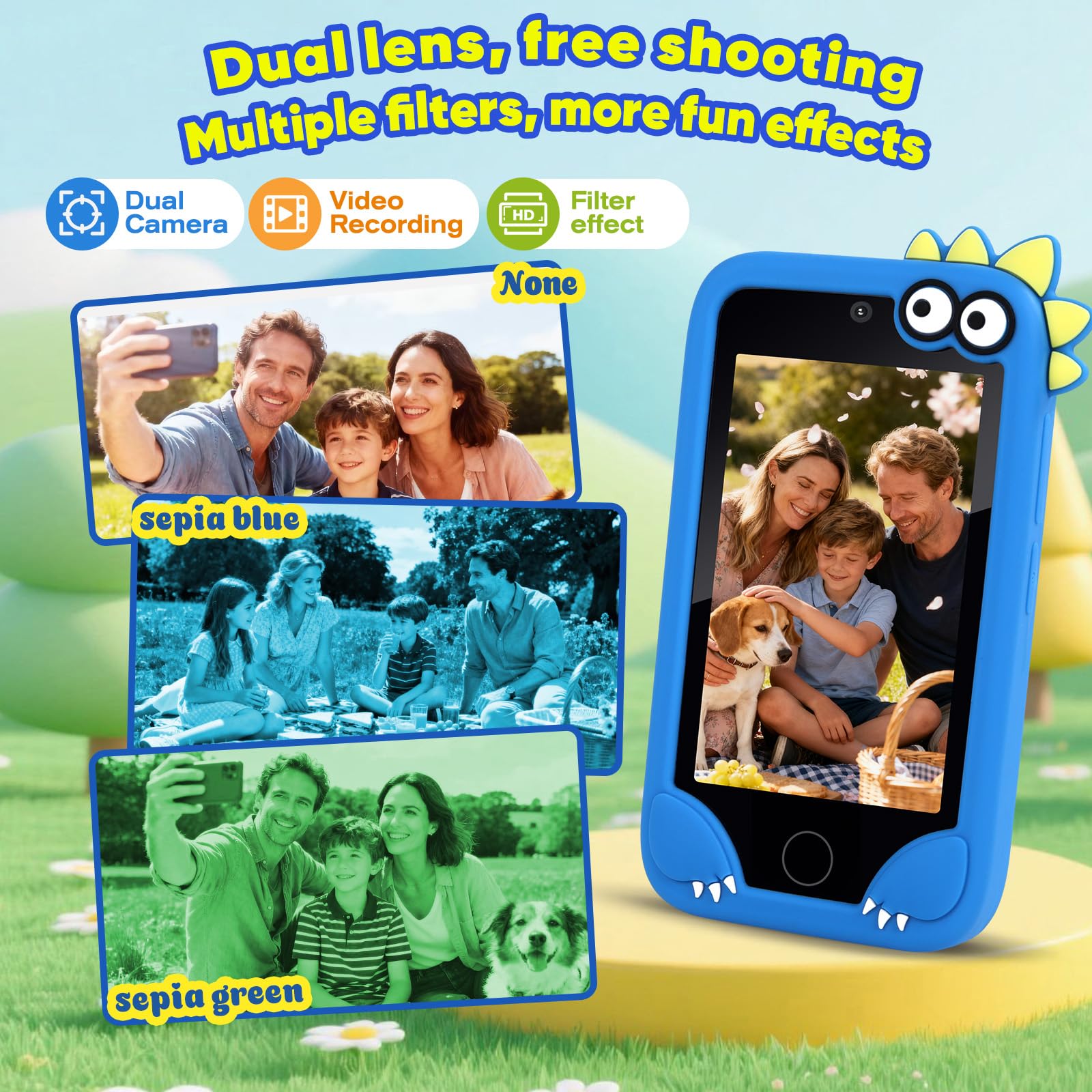 Nine Cube kids cell phone toy silicone case protects during drops and everyday adventures