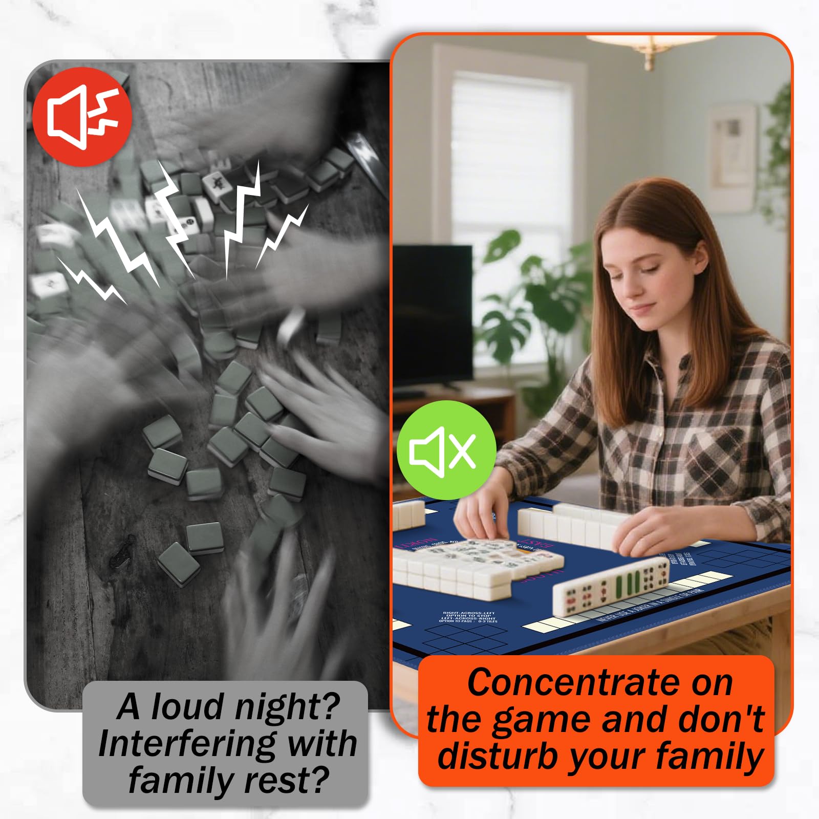 Nine-Marsh Mahjong Mat reinforced edging ensures long-lasting durability.